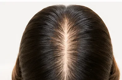 女性の薄毛（分け目）が進んだ状態のイメージ