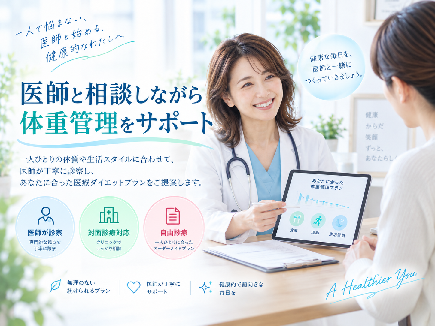 医師が問診票を見ながら患者の体調や生活習慣を確認している様子